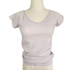 AE Cropped Hey Baby Tee By American Eagle Stretchy Shirt V-Neck Top Size L